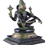 Brass Yog Narasimha Swamy Statue 11" | Unique Black Green Antique Finish | 6 kg Handcrafted Sculpture | 8" Width, 6" Depth | Yoga Narasimha Temple Inspired